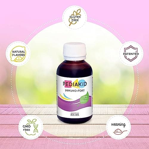 PEDIAKID - Complément Alimentaire Naturel Pediakid Immuno-Fort - Formule Exclusive au Sirop d'Agave - Aide à Soutenir les Défenses Naturelles de l'Organisme - Goût Myrtille - Flacon de 250 ml