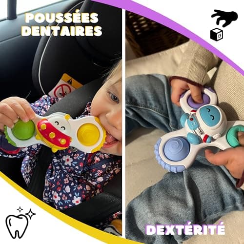 Baby Spinner Ventouse Pop it - Baby hoptoys Fidget Toys - Spinner Anti Stress - Jouet Bebe 1 an - Jouets de Bain - Hand Spinner Bebe