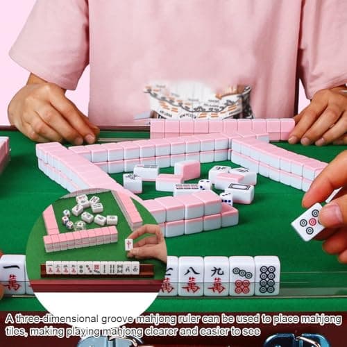 Muteitt Supports De Dominos en Bois, Plateaux De Tuiles De Mahjong en Bois, Supports De Tuiles De Dominos, Plateaux De Dominos pour Mahjong Mexican Train Chickenfoot Autres Jeux
