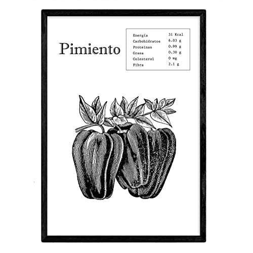 Nacnic Poster Pimiento.Láminas de fruits et légumes. format A4
