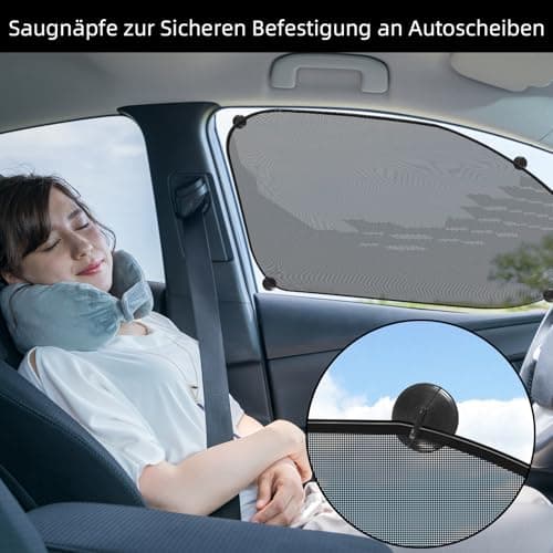 Nadinsta 16 Pièces Pare Soleil de Voiture Enfants avec Protection UV, Protege Soleil Voiture avec 10 Ventouses, Sac de Rangement, Universelle Soleil Fenêtre de Voiture, Parsoleil pour Voiture