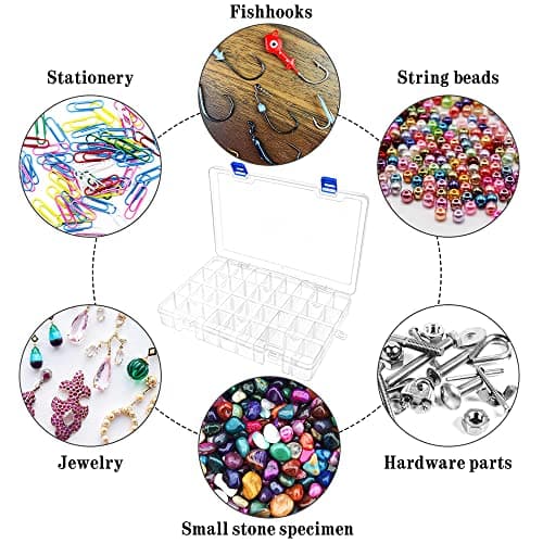 DIFIT , Boite de Rangement Plastique avec Séparateurs Réglables 34 Compartiments, Boite Rangement pour Artisanat, Perles etc, Boite Lot de 1