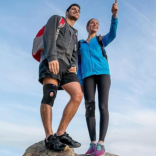 ABYON Genouillère Arthrose Réglable avec Stabilisateurs Latéraux et Coussinet en Gel Ouvert pour Homme et Femme, Genouillère Ligamentaire, Sport, Musculation, Protege Genoux