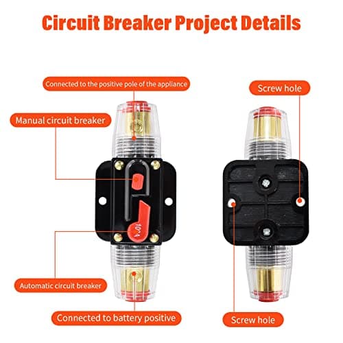 Fusible de Réinitialisation de Disjoncteur en Ligne100A, Porte Fusible 12V-24V DC vec Réinitialisation Manuelle pour Système d'amplificateur de Son Audio de Voiture, Bateau, Camion