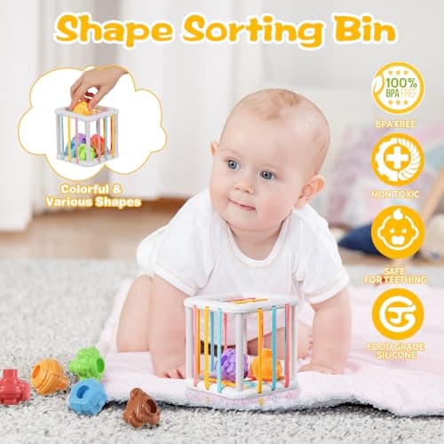 Richday 8 in 1 Montessori Jouets pour Enfants pour 6-12-18mois Empilage Blocs de Construction Corbeille Sensorielle Jouets de Dentition neonati Ragazze Ragazzi giocattoli Regali.