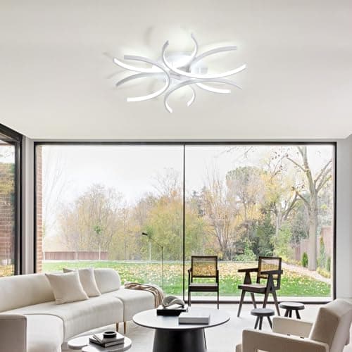 Dceinz LED Plafonnier Chambre Dimmable Moderne Luminaire Plafonnier et Télécommande Salon 6000K Éclairage de Plafond APP Grande Salon Lampe Plafond Métal Blanc pour Salle À Manger, Cuisine
