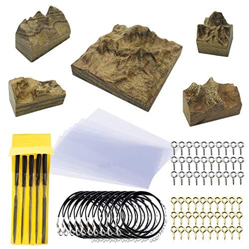 Woohome 31 PCS Silicone Moules Bois de Santal Ebène Cassé, 5 PCS en Bois de Peak Mountain et Outils de Production pour Fournitures de Fabrication de Bijoux, Pendentif, Sceau, Brun Clair