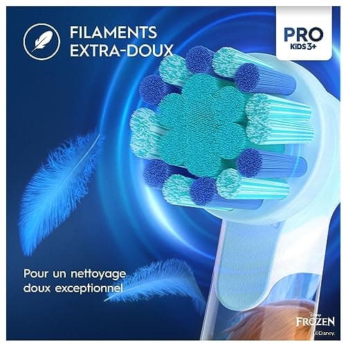 Oral-B Pro Kids Brosse à Dents Électrique Enfant, Reine des Neiges Disney, 1 Brossette Brossage Doux, 1 Étui Voyage, Minuteur et Vibrations, Batterie Rechargeable, 4 Stickers, 3 Ans et Plus