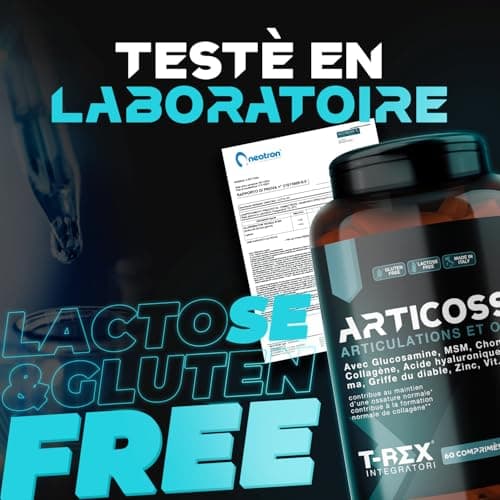 ARTICOSS, Glucosamine, Chondroïtine, MSM, Harpagophytum Supplément pour Articulations, Os es Cartilage avec Vitamine C et Vitamine D, Collagène et Acide Hyaluronique. 60 comprimés