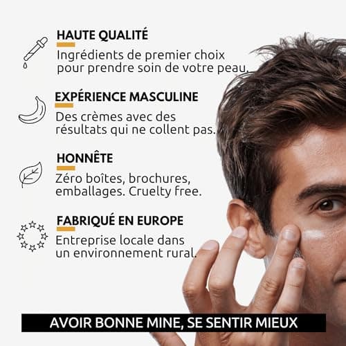 FETĒN Coffret Soin Visage Homme - Crème Hydratante Anti Rides et Contour des Yeux Anti Cernes - Skincare Routine Kit Anti Age - Trousse Cadeau Produits de Soins pour la Peau