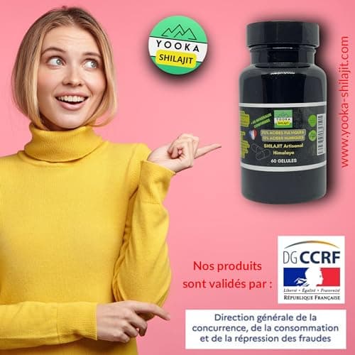 YOOKA Shilajit 60 unités naturel ARTISANAL OR pure. 70% ACIDE FULVIQUE, test en laboratoire garantissant +85 minéraux, 12% acide humique. Séchage soleil 60j, purifiée 40 fois. Société française.