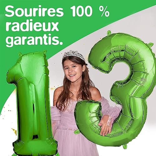 envami® Ballon Anniversaire 3 ans Vert - 101 CM Ballon Chiffre - Deco Kit Anniviersaire Garçon - Happy Birthday Decoration - Ballon Joyeux Anniversaire - Vole Grâce à l'Hèlium