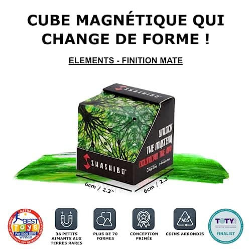 SHASHIBO Cube Transformable – Cube Antistress breveté et primé avec 36 aimants rares sur Le thème de la Terre – Peut Prendre Plus de 70 Formes (Elements)