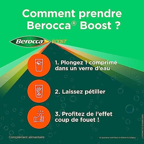 Berocca® Energie Orange + Berocca® Boost Guarana Caféine - Multivitamines - Aide à réduire la fatigue - Vitamine C, B et Minéraux - 30 + 45 comprimés Effervescents NE PAS ASSOCIER