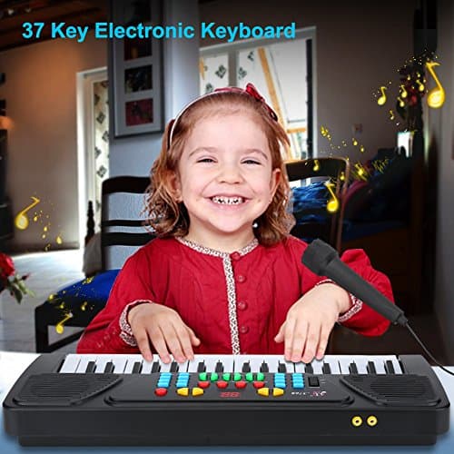 Clavier Electronique Multifonctionnel à 37 Notes, Mini Piano avec Design Compact Jouets Educatifs pour Sons et Rythmes Multiples avec Mini Microphone Idéal Cadeau pour Enfants