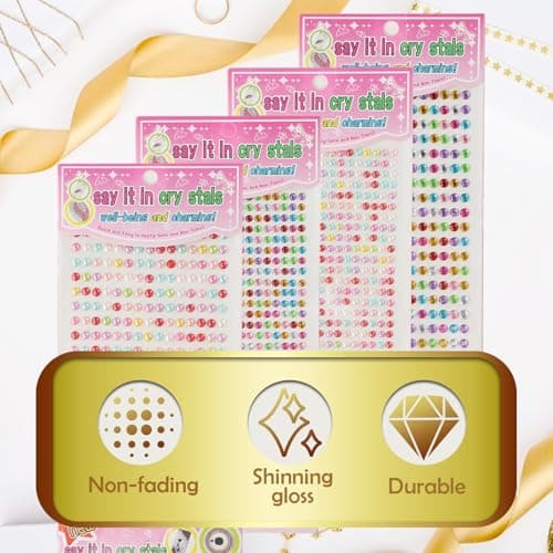 Lunaanda Strass Autocollants, 2184 PCS/10 Feuilles Autocollants Gemmes Bijoux Auto-Adhésifs Multicolores Cristal Autocollants Acrylique Diamant Scrapbooking Autocollant pour DIY Artisanat Décoration