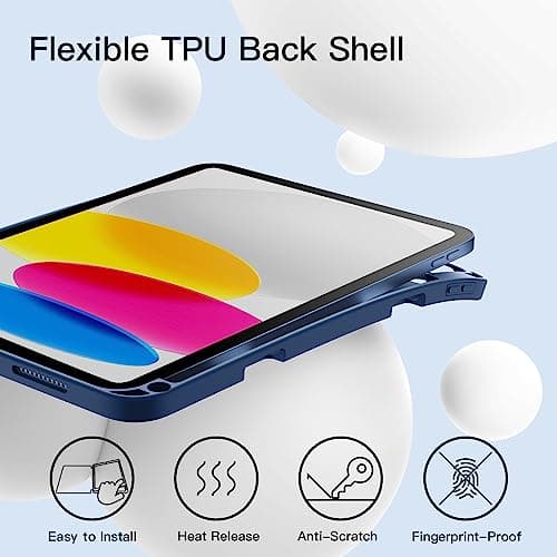 JETech Coque pour iPad (A16) 11ème/10ème Génération (2025/2022) avec Porte-Stylet, Étui Housse Mince Tablette avec Dos en TPU Souple avec Veille/Réveil Automatique (Marine)