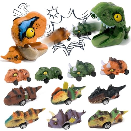 KADAYAYA Voiture de Jouet de Dinosaures pour Enfants 3 à 5 Ans, Dinosaures Véhicules à Friction Les Garçons de 2-6 Ans, Mini Dino Voiture Jouet Ensemble Cadeau Tout-Petits Garçons et Filles