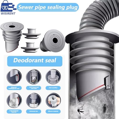 WISIRENT Joint de Tuyau de Machine à Laver, 2 Pièces 35-40mm Gris Bouchon Anti Odeur Machine à Laver Bouchon D'Étanchéité de Tuyau D'Évacuation, Joint de Tuyau de Vidange Déodorant pour Domestique