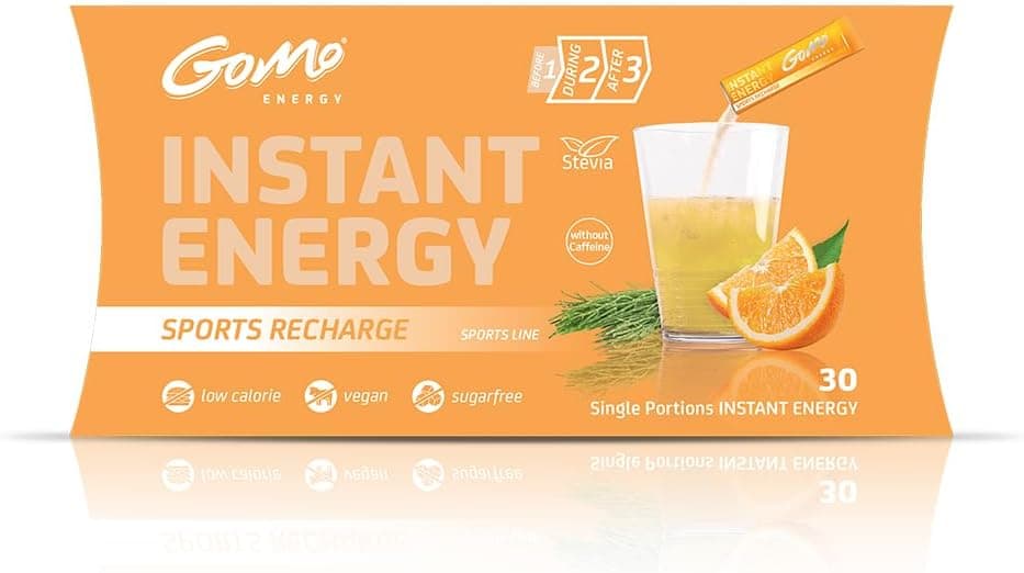 GoMo ENERGY® Boisson sportive isotonique sans sucre| Force Recharge Récupération| Régéneration pendant et après l’exercice| Végane, pauvre en glucides| SPORTS RECHARGE 30 portions