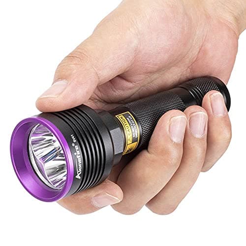 Alonefire SV41 10W Lampe Torche UV LED 395nm Rechargeable Lampe Ultraviolet Lumiere Noire Détecteur D'urine pour Resine, Pêche, Scorpion, Minéraux avec Lunettes de Protection UV, Chargeur, Batterie