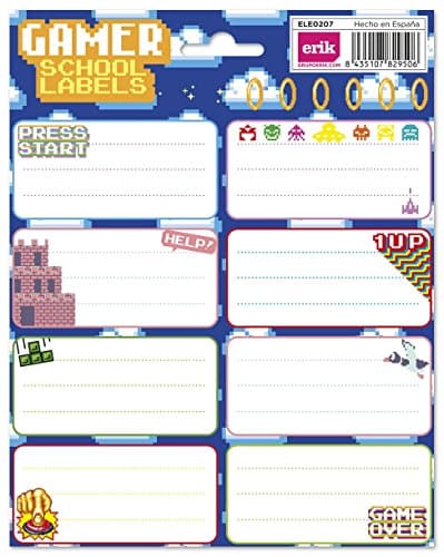 Grupo Erik - Pack de 16 Étiquettes Autocollantes de 8 x 4 cm, Be Happy | Étiquettes Scolaires, Étiquettes de Noël, Étiquettes pour Cahiers et Pochettes