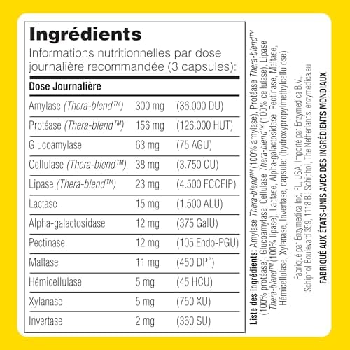 Enzymedica, Digest, Formule Enzymatique À Action Rapide, Réduit Gaz Et Ballonnements, Améliore L'Absorption Des Nutriments Et L'Énergie, Sans Gluten, Sans Produits Laitiers, Végétarien, 180 Capsules