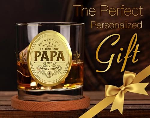 CROWNLY CRYSTAL® Cadeau Anniversaire Papa Cadeau Personnalisé Verre A Whisky Cadeau Homme Cadeau Pour Papa Verre Whisky Personnalisé Cadeau Papa Cadeau Fete Des Peres Idee Cadeau Homme Original