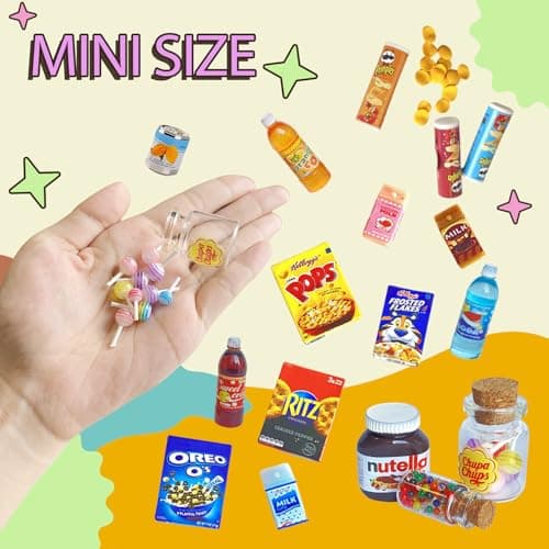 BQLYblink Mini Nourriture Jouet 1/12, 28 Pièce Jouets de Miniatures Alimentaires Boissons, Mini Nourriture Miniature Accessoires Miniatures de Cuisine pour Maison de Poupee Miniverse