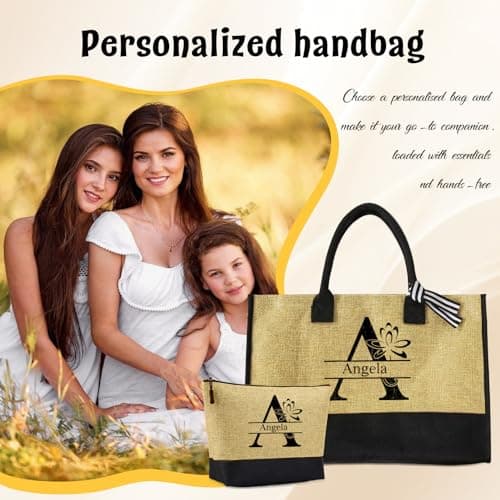 Personnalisé Sac à Main Sac Fourre Tout Grand Sac à Provisions Nom Naissance Fleurs Sac à Bandoulière Avec Fermeture éclair Cadeaux Pour Mère Noël Anniversaire Fête Des Mères (style 5)
