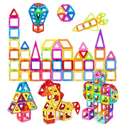Jokooan Construction Magnétique Enfant(75 Pièces), Jeux de Construction Aimanté Blocs Magnétique Jeux Montessori Educatif Cadeau pour Les Enfants 4 5 6 Ans