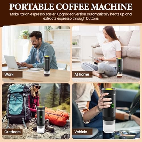 Machine à Café Multi Capsules, 3 En 1 Cafetiere Expresso, 4 à 6 Minutes D'Auto-Chauffage, Petites Capsules, Grandes Capsules, Café Moulu, Cafetiere Portable Pour Bureau, Maison, Voiture (noir)