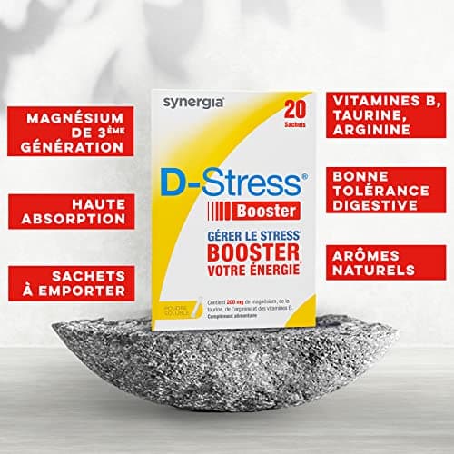 D-STRESS BOOSTER Lot de 10X20 sachets | Magnésium de 3ème génération | Booste l’énergie physique et mentale et gère les montées de stress en 30 minutes | LABORATOIRE SYNERGIA