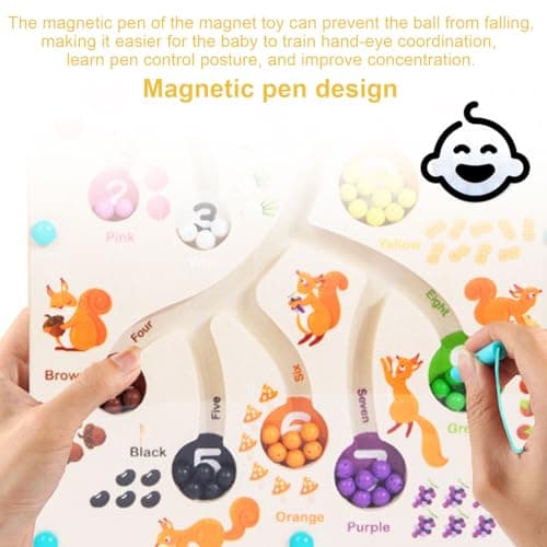 SRJQXH Labyrinthe Magnetique, Le Labyrinthe, Labyrinthe Magnetique en Bois, Jouet Éducatif, Adapté aux Enfants pour Étudier à Compter, à L'arithmétique et à la Reconnaissance des Couleurs