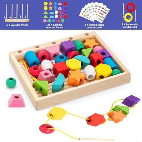 ENIKMOSD Jouet Montessori à Empiler et de Tri 2 3 4 5 6 Ans,Jouet éducatif Enfant,Jouets de Perles de Laçage en Bois,Jouet de motricité pour Bébé Enfant,Jeux D'activité et de Développement