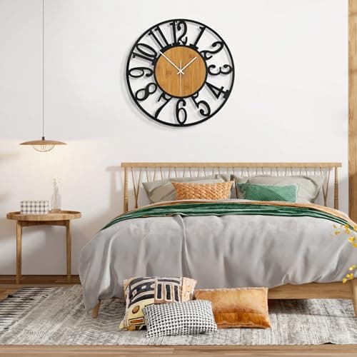 Mee 2ou Horloge Murale Design Moderne et Vintage, 80cm/ 32 Pouces Silencieuse sans Tic-Tac, Grande Horloge Murale Géante XXL, Disponible en 34cm, 40cm, 50 cm, 60 cm, 80 cm pour le Salon Cuisine Bureau