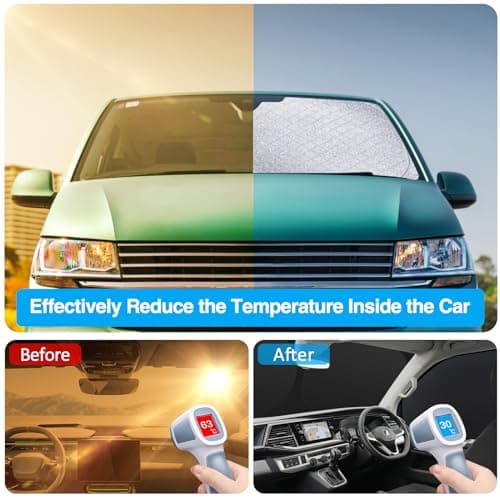 ZATOOTO Pare Soleil Pare Brise pour VW T5 T6, 3PCS Pare Soleil Voiture Avant, Assombrissement Intérieur du Pare-Brise, Protection Solaire Pare Brise, Pliable avec Sac de Rangement