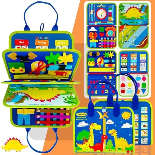 Zaztytoy Busy Board Montessori en Feutre - Jouet Montessori Sensoriel pour Enfants 1-4 Ans, Livre Montessori de Développement Motricité Fine, Cadeau Jouet Garcon Fille Anniversaire Noel