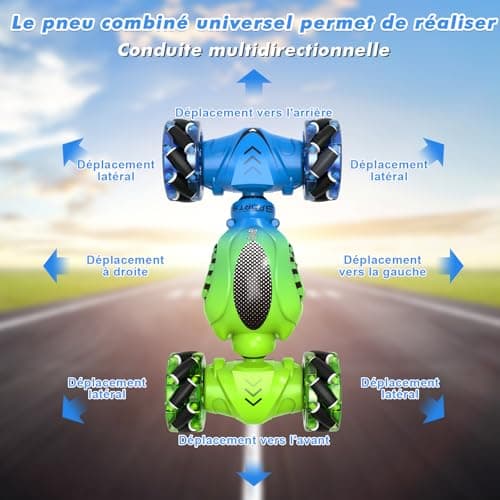 Fosgoit Voiture Télécommandée Enfant, 4x4 Télécommandée Tout Terrain, 2,4 GHz Voiture RC Drift avec Lumières, Jouets pour Enfants de 3-12 Ans, Meilleurs Cadeaux d'anniversaire de Noël pour Enfants