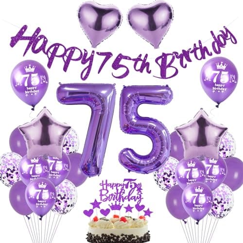 violet Ballon 75 ans anniversaire femme violet Décoration gâteau 75 ans anniversaire femme Décoration anniversaire 75 ans femme Ballon violet décoration anniversaire 75 ans femme ballon violet