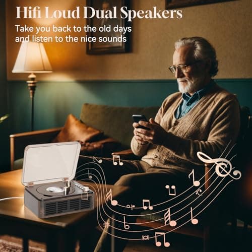 Gueray Lecteur CD Bluetooth avec Haut-parleurs et Radio FM Vintage Lecteur de CD Support USB & AUX Playback pour Livres Audio