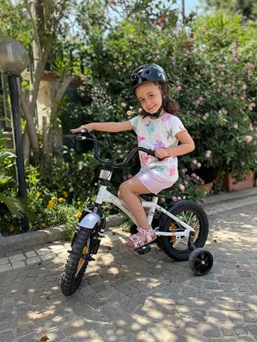 PROMETHEUS BICYCLES Velo Enfant 4 Ans - vélo Fille 14 Pouces a Roulette pour 3 a 5 Ans - Petite Princesse en Blanc
