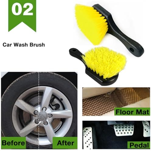 GreatCool Brosse Lavage Voiture Nettoyage à Manche Long Kit de Vadrouille, 2 en 1 Chenille Microfibre Balai Pinceau ​pour Véhicule Voitures Camion Caravane, sans Rayures (Bleu)