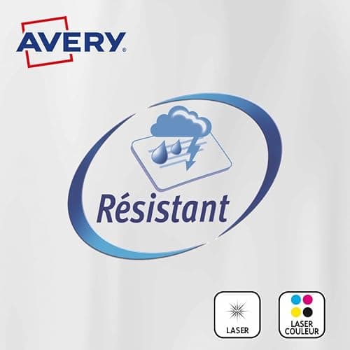 Avery Étiquettes Autocollantes Rectangulaires Personnalisables 80x50 mm Polyester Blanc Pack de 100