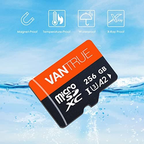 Vantrue 256 Go Carte mémoire microSDXC UHS-I U3 4K avec Adaptateur Compatible avec Dashcam, Smartphone, Tablette, caméra d'action et caméra de Surveillance (256Go)