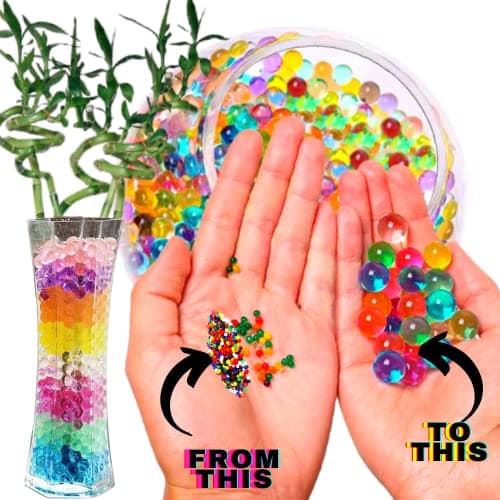 Risai Water Balls, Crystal Gel Beads Perfect for Hydrogel Plants Vase Filler, Centerpiece Silicone Orbs, Non-Toxic Clear Jelly Gems, Growing Bead 600pcs Multi, 10g