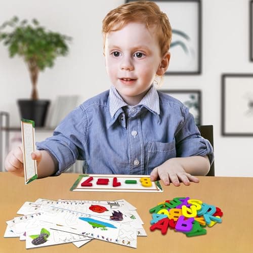 Jeu Éducatif d'Orthographe Française, Jouet Montessori à Partir de 3 4 5 6 7 8 Ans avec 32 Double-Face Cartes Flash Jeux d'apprentissage des Lettres Cadeau pour Fille Garçon à Partir de 3 à 6 Ans