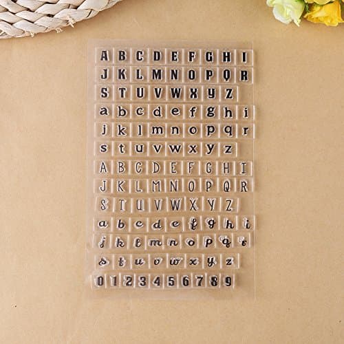 Set de Tampons Clairs Transparents Scrapbooking Stampo Alephabet en Silicone PVC pour DIY Loisirs Créatifs Cadeau Noel Enfant(Motif 4: Lettres majuscules et minuscules)