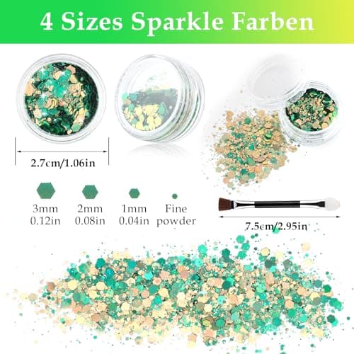 Giantree Festival Paillettes Visage avec 2 Pinceaux à Double Tête en Coton 12 Couleurs Paillettes Déguisement Festif Paillettes Ongles Cheveux Lèvres Corps Christmas Maquillage Glitter (Couleur 1)