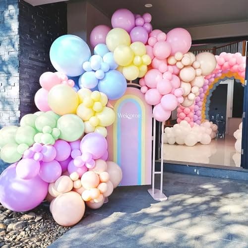 Kit Arche Ballons Pastel, 164 Pièces Macaron Rose Violet Bleu Jaune Vert Orange, Ensemble Guirlandes Ballons, Kit Bricolage Arc En Ciel Pastel Latex Pour Garçon Fille Fête Anniversaires Mariage